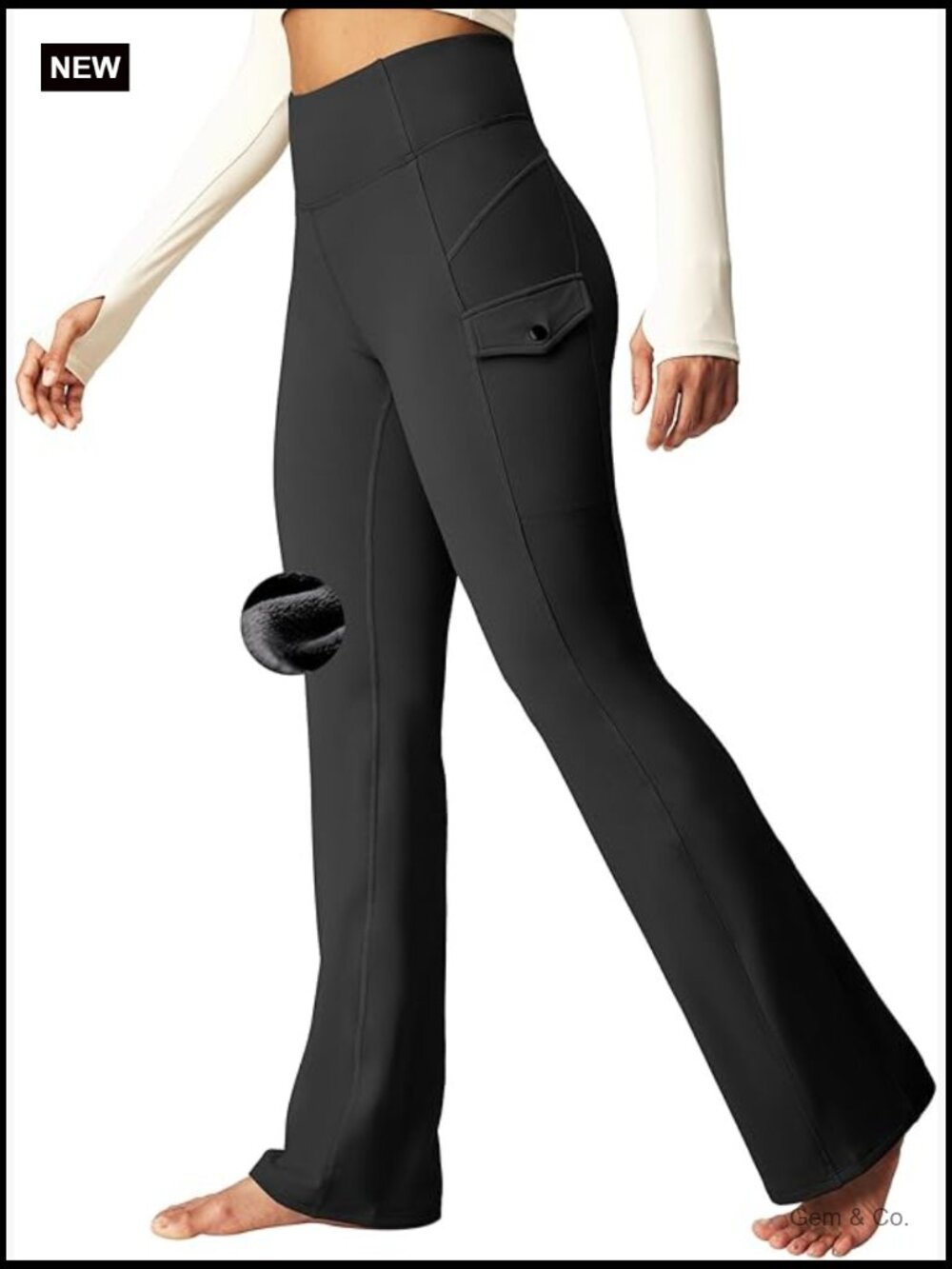 Fleece Lined Cargo Pants Waterproof Hiking Thermal Wide Leg Sweatpants